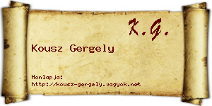 Kousz Gergely névjegykártya